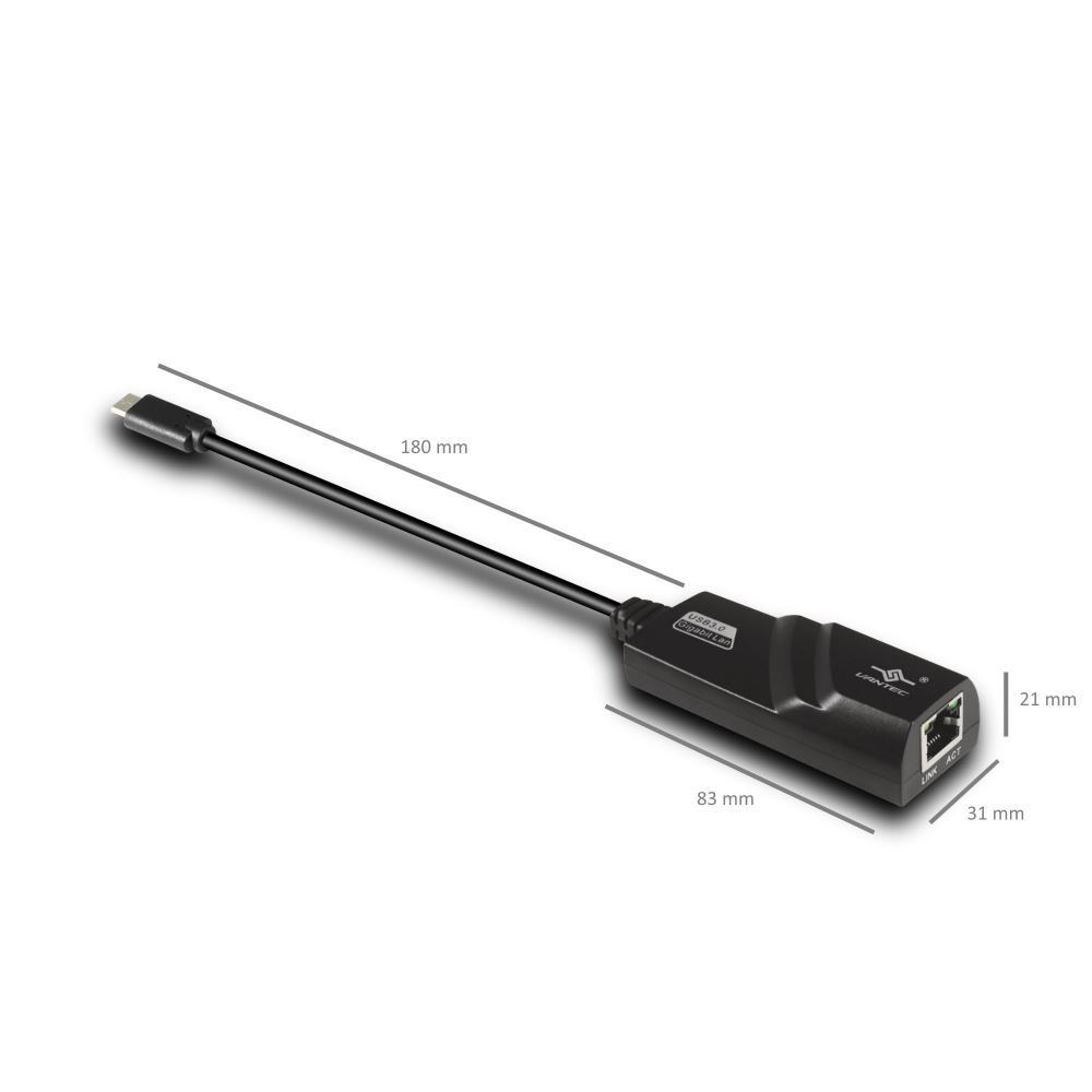 VANTEC USB 5Gb/s Type-C Gigabit Ethernet RJ-45 Black Network Adapter