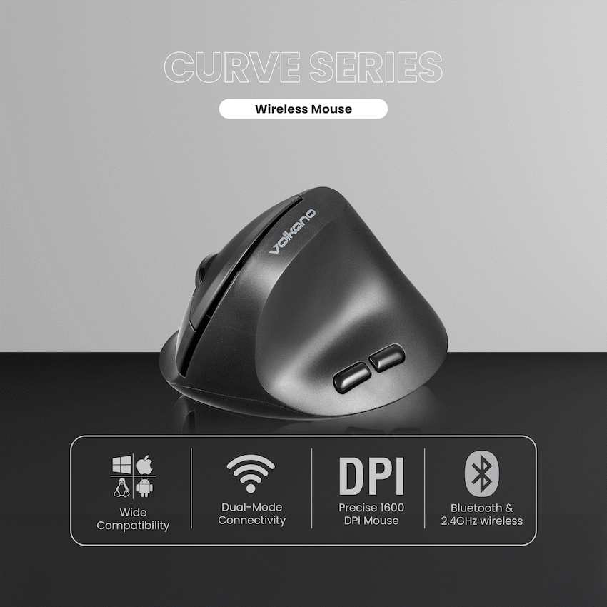 Volkano Curve Series Ergonomic Wireless Mouse