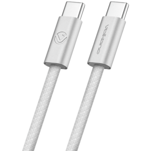 Volkano Weave Series 60W Type-C Male to Male Cable 1.2m White Volkano Weave Series 60W Type-C Male to Male Cable 1.2m White