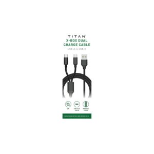 Titan Xbox Type-C to Type-A Dual Charging Cable 2m Black Titan Xbox Type-C to Type-A Dual Charging Cable 2m Black