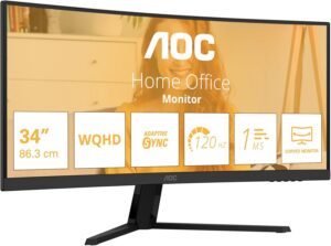 AOC CU34B3E 34" UWQHD (3440x1440) 180Hz Curved Gaming Monitor