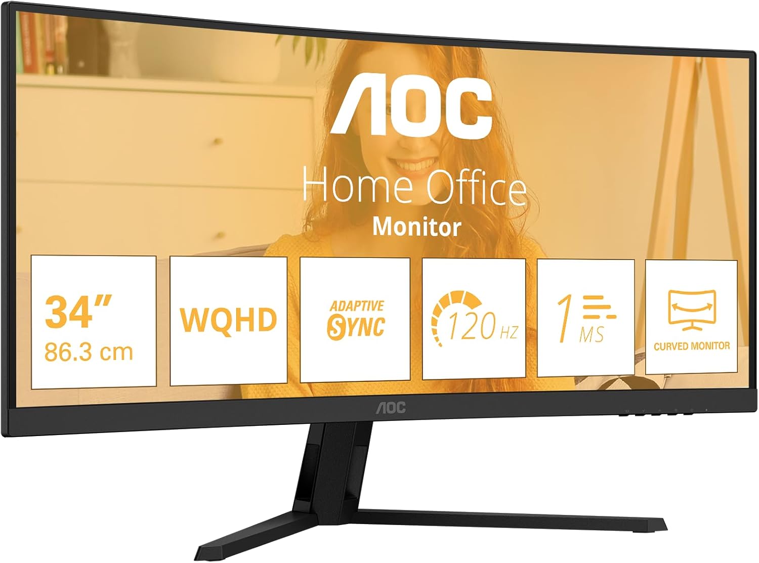 AOC CU34B3E 34" UWQHD (3440x1440) 180Hz Curved Gaming Monitor