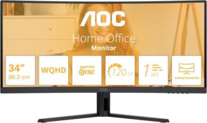 AOC CU34B3E 34" UWQHD (3440x1440) 180Hz Curved Gaming Monitor