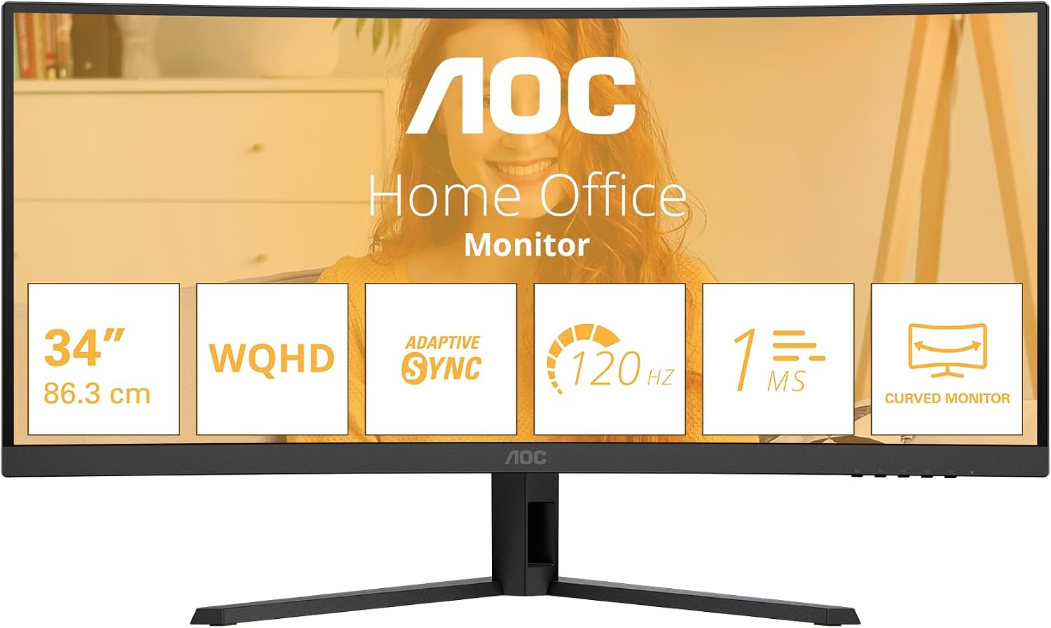 AOC CU34B3E 34" UWQHD (3440x1440) 180Hz Curved Gaming Monitor